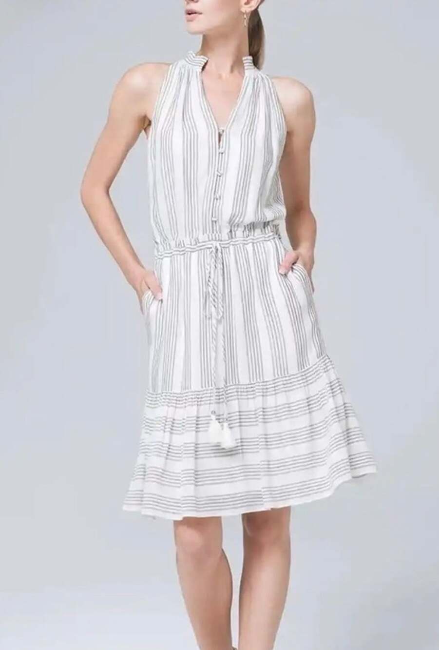 White House Black Market SL Stripe Mini Dress Size Large White